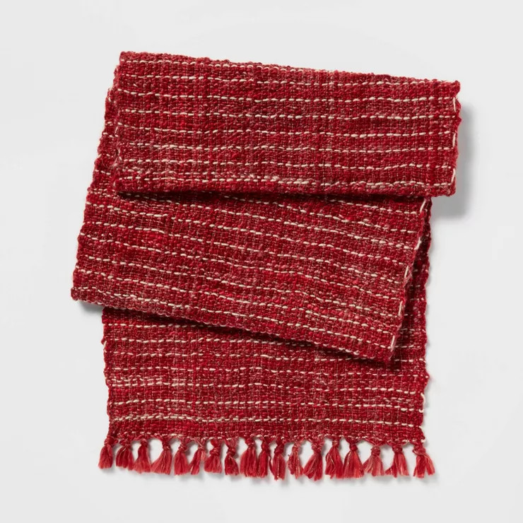 72" x 14" Textured Table Runner Red - Threshold™ | Target