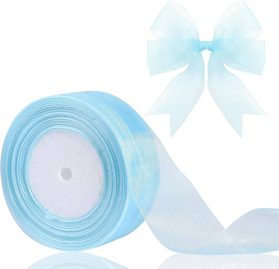 1.5 inch Sheer Organza Ribbon Sky Blue Chiffon Ribbon for gift wrapping Father's Day Wedding Bouq... | Amazon (US)