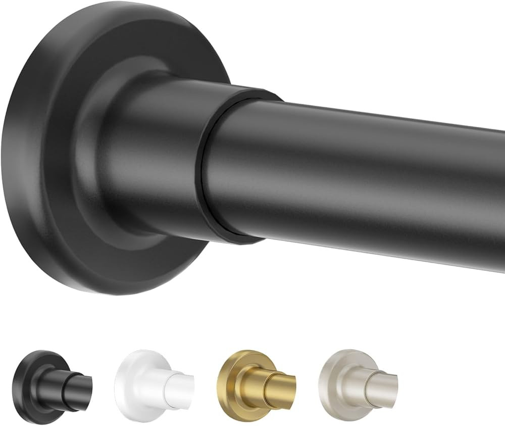 Shower Curtain Rod Adjustable 32"-80", No Drill Curtain Rod Black Tension Shower Curtain Rod Stai... | Amazon (US)