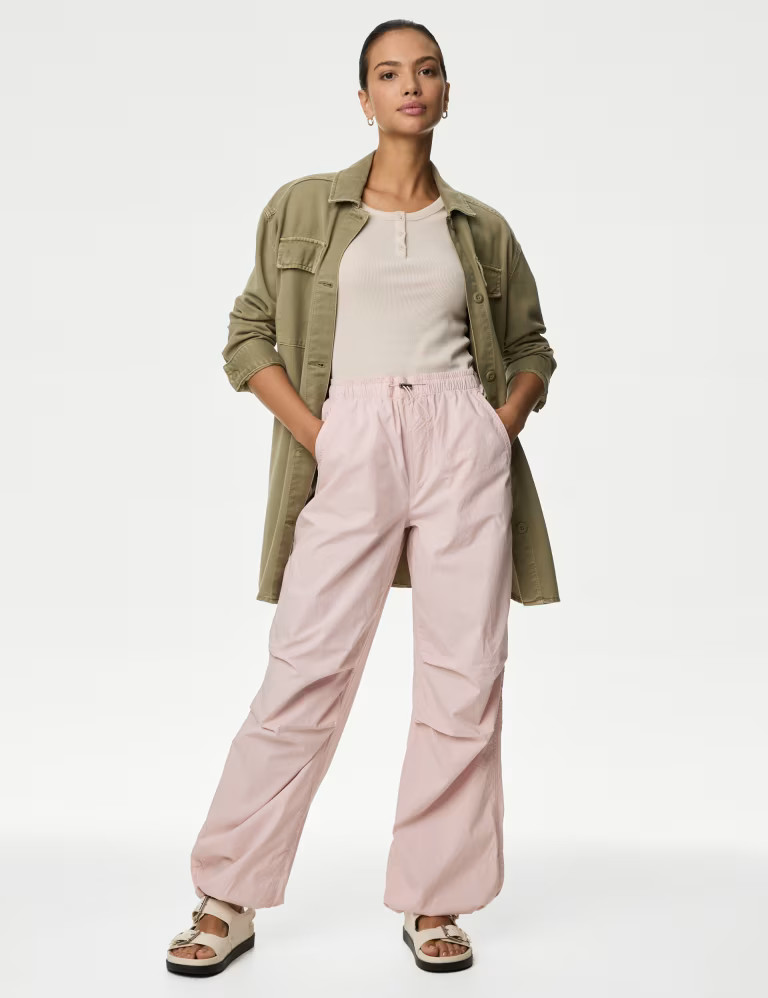 Pure Cotton Drawstring Parachute Trousers | Marks & Spencer (UK)