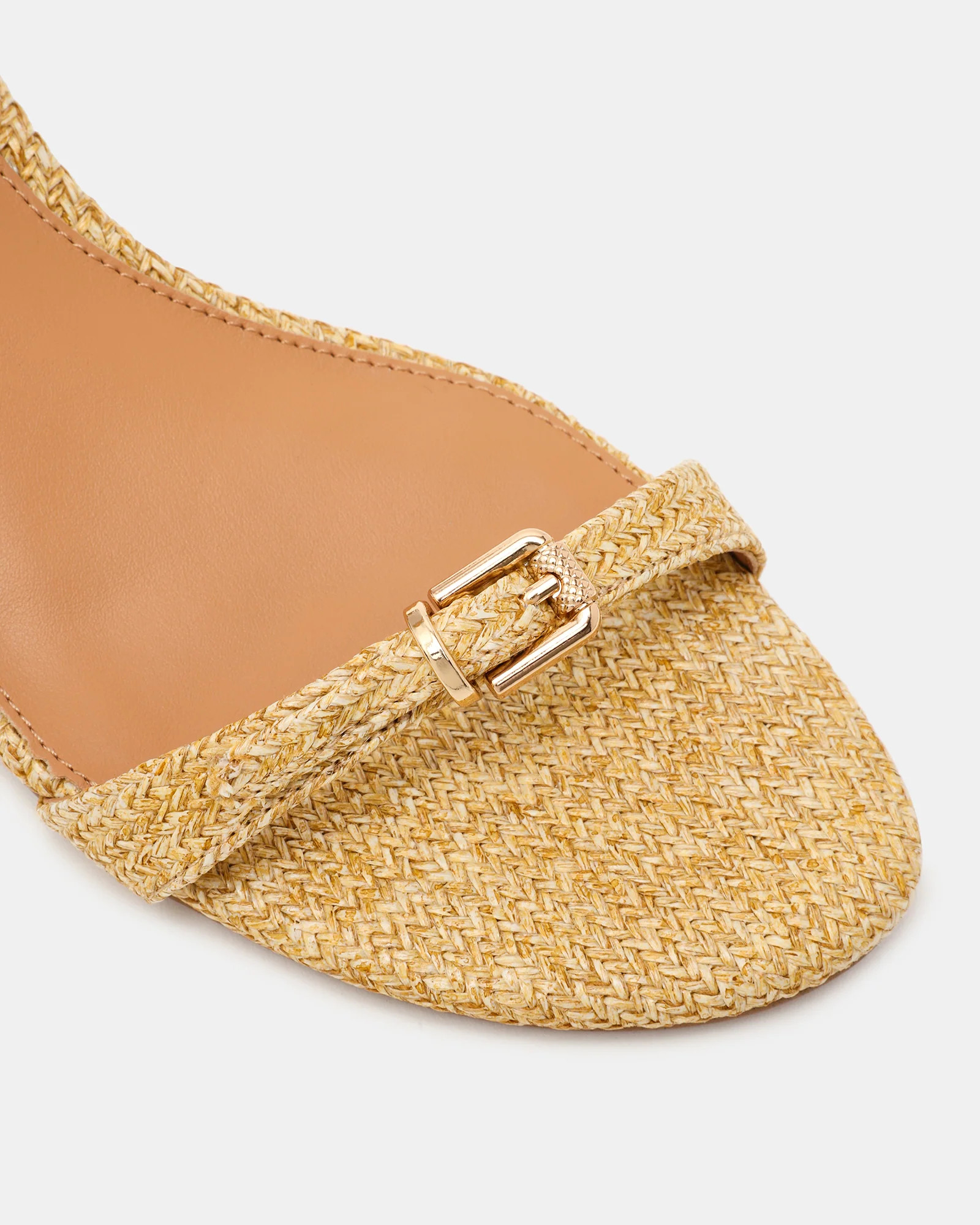ZALOMA Natural Raffia Buckle Detail Wedges | Women's Designer Shoes | Steve Madden (Canada)