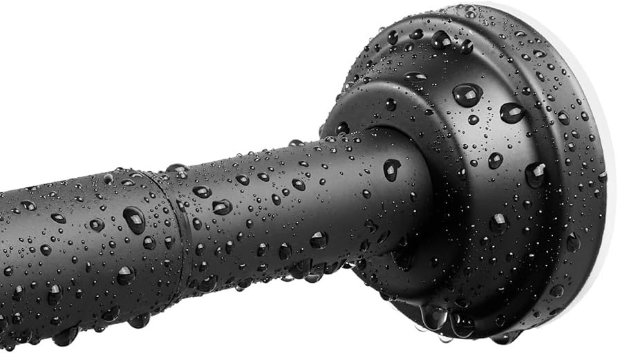 Matte Black Shower Curtain Rod, 40-76 Inches No Drilling Adjustable Tension Curtain Rods for Bathroom, Stainless Steel Metal Spring Shower Rod, 1 Inch Diameter, Anti-Slip, No Rust | Amazon (US)