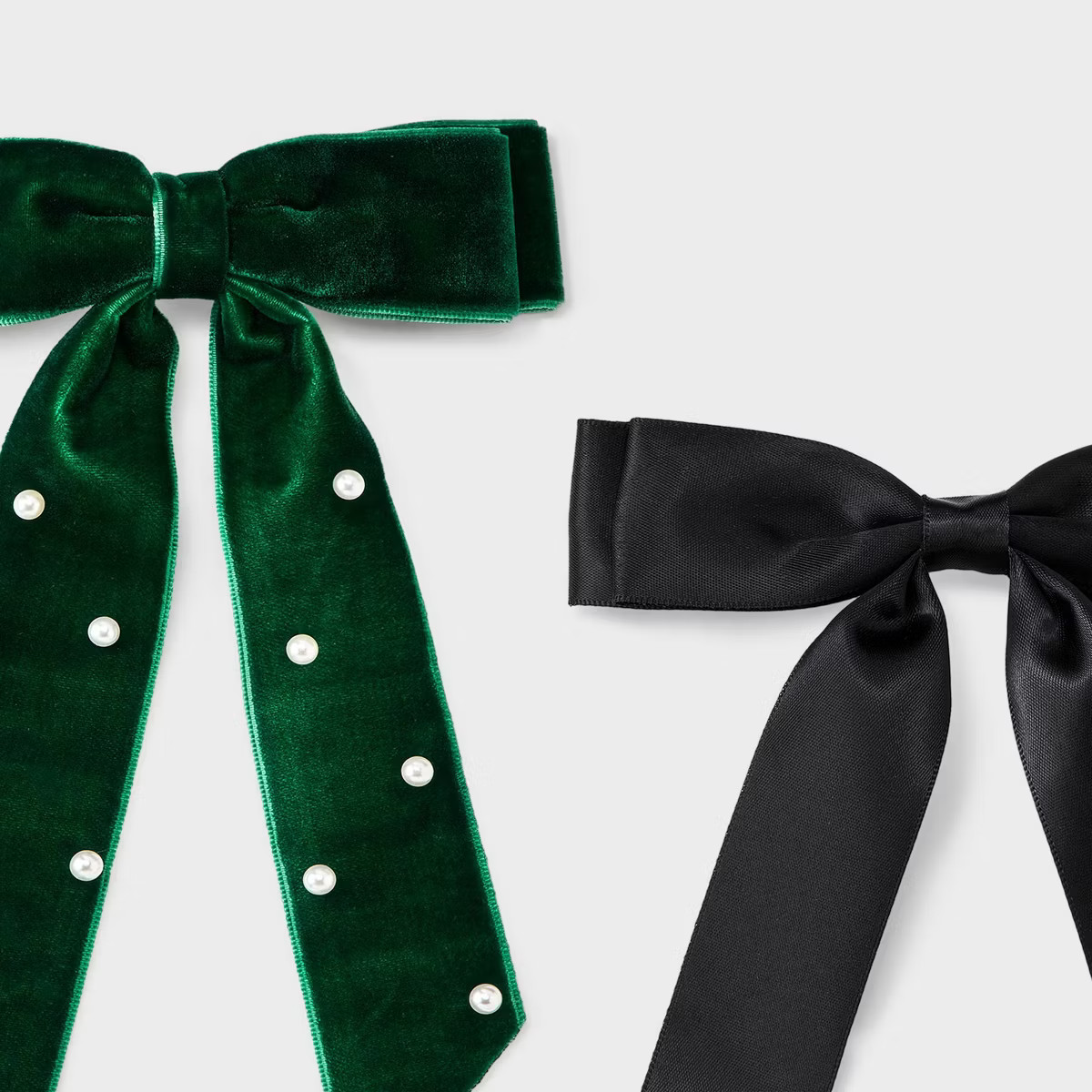 Girls' 2pk Holiday Satin and Velvet Bow Barrette Set - Cat & Jack™ Black/Green | Target