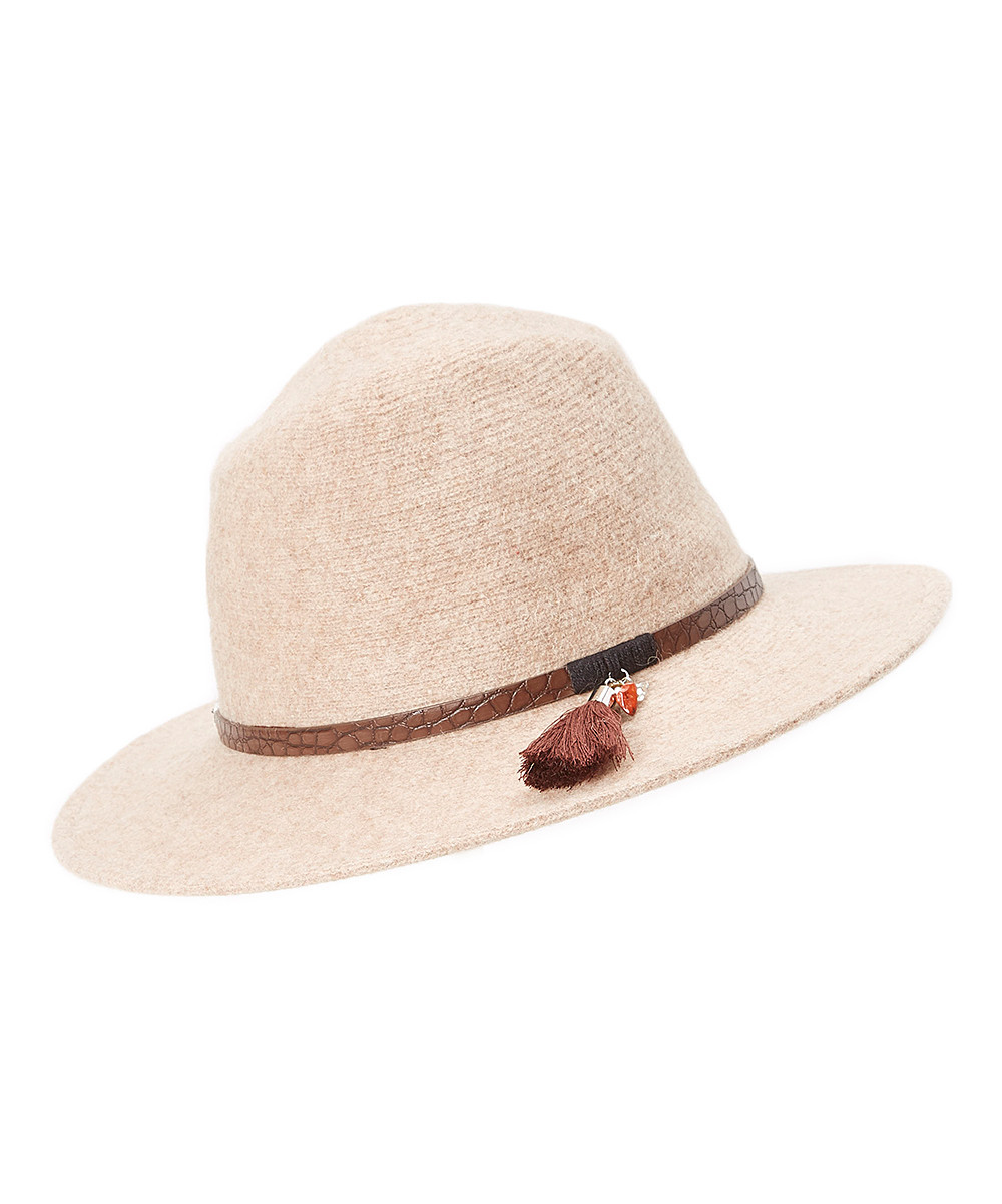 Jeanne Simmons Accessories Women's Winter Hats Beige - Beige Tassel-Band Wool Bucket Hat | Zulily