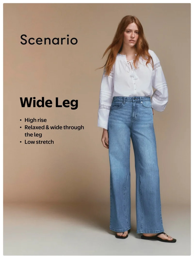 Scenario Women's Drapey Denim Jeans, Sizes XS-XXXL | Walmart (US)