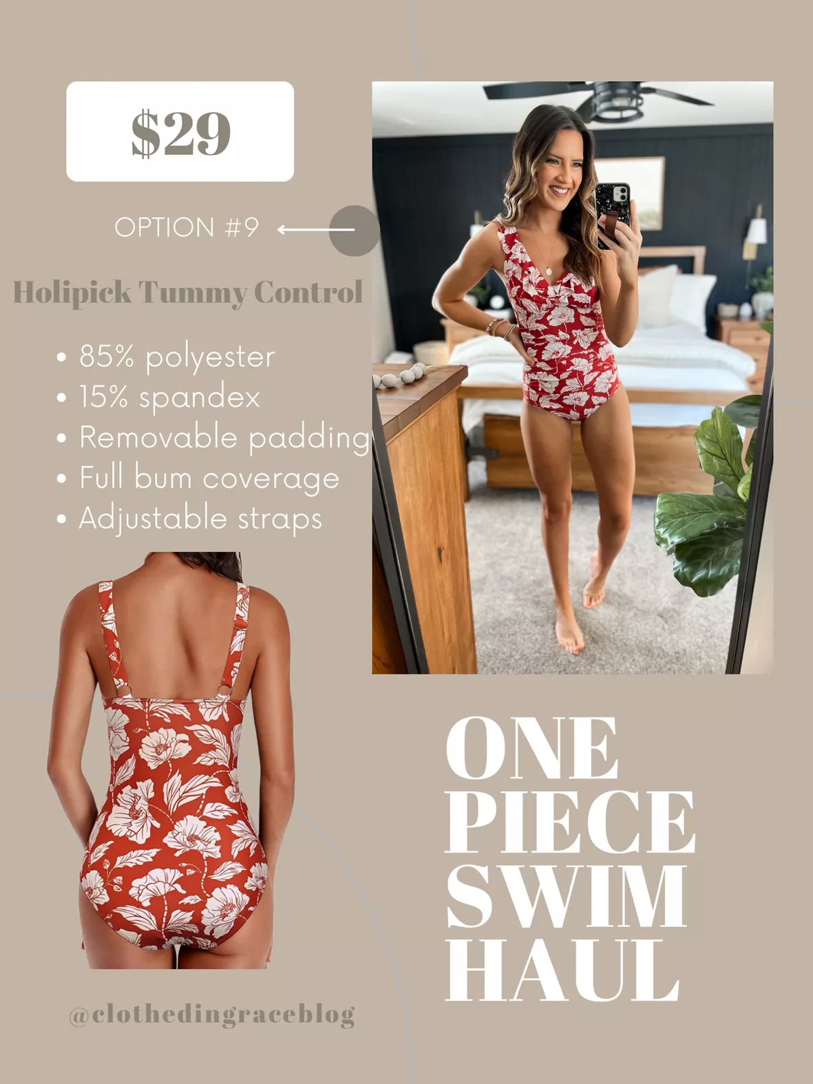 Holipick Women's Tummy Control Ruffle Swim Tank Top with Boy