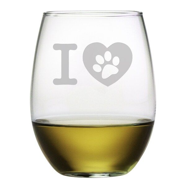 I Heart Paw Stemless Wine Glass (Set of 4) | Bed Bath & Beyond