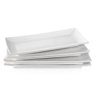 White Rectangular Serving Dishes Set of 4, 10" Ceramic Platters | Wayfair North America