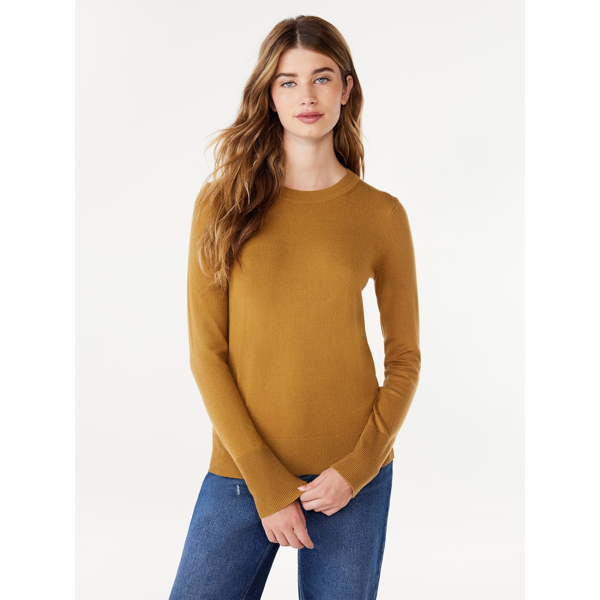 Free Assembly Women’s Crewneck Sweater with Long Sleeves, Midweight, Sizes XS-XXL | Walmart (US)