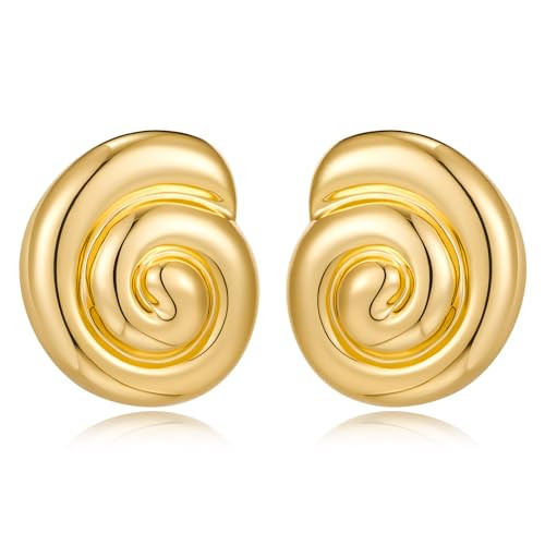 MUYAN Gold Ocean Conch Earrings for Women Fashion Spiral Shell Stud Earrings Beach Jewelry Gift | Amazon (US)