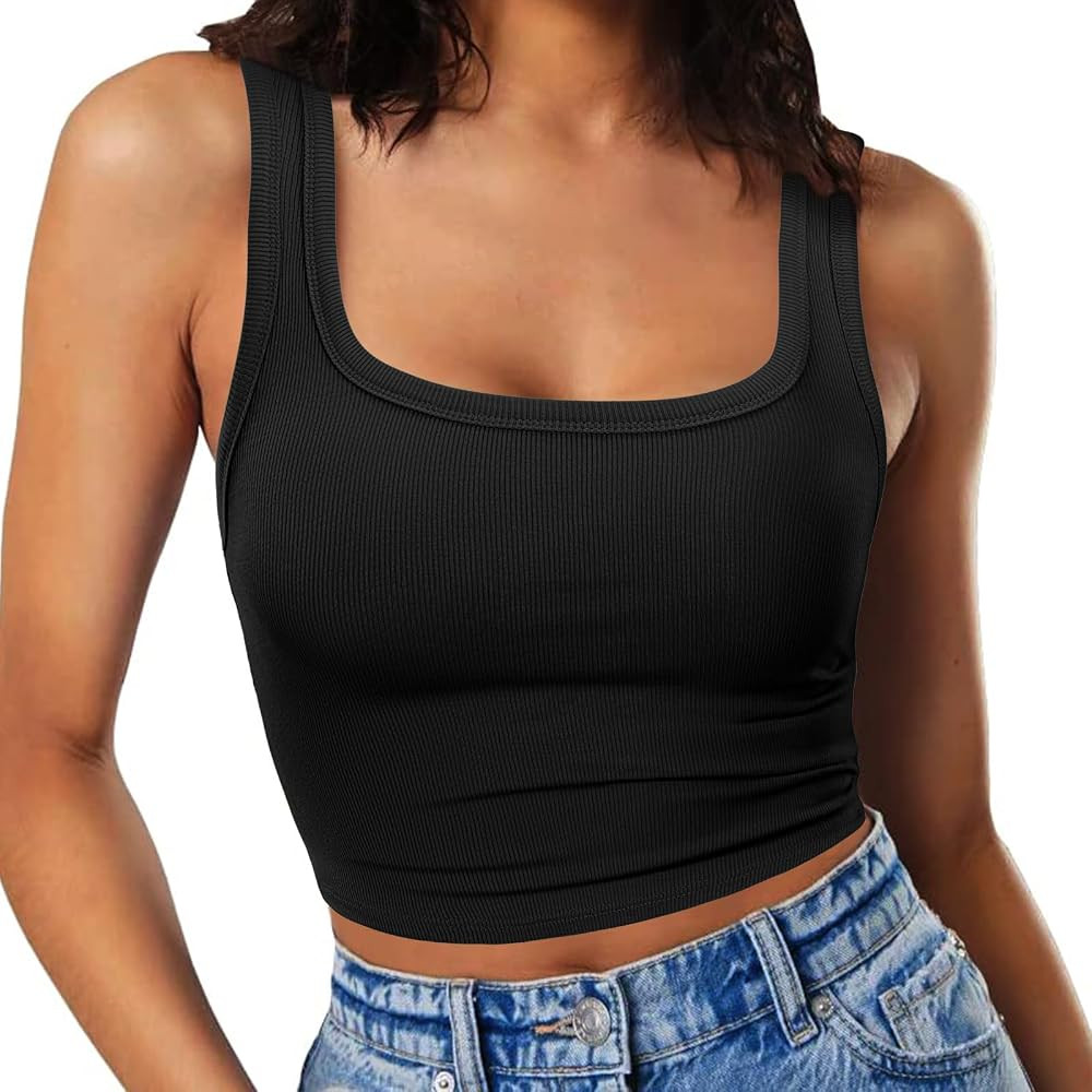 RIROW Womens Sleeveless Fitted Tank Top 2024 New Square Neck Ribbed Basic Tee XS-XL | Amazon (CA)