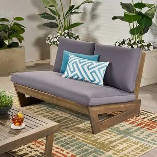 Sherwood Outdoor Acacia Wood Loveseat with Cushions by Christopher Knight Home | Bed Bath & Beyond