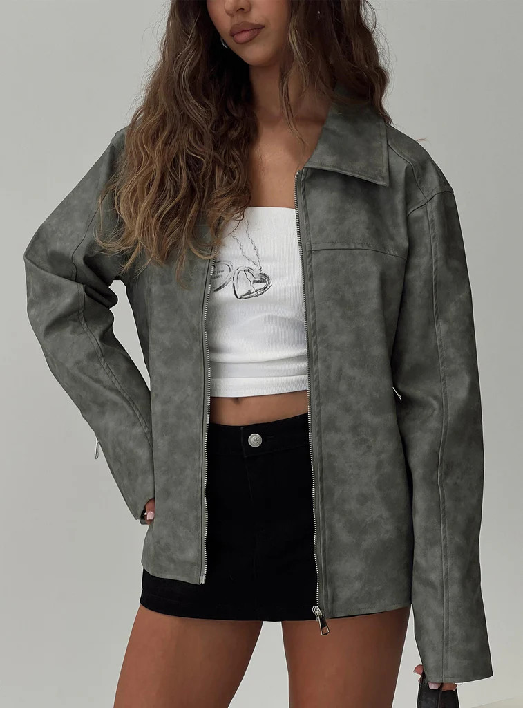 Kings Court Faux Leather Jacket Green | Princess Polly US