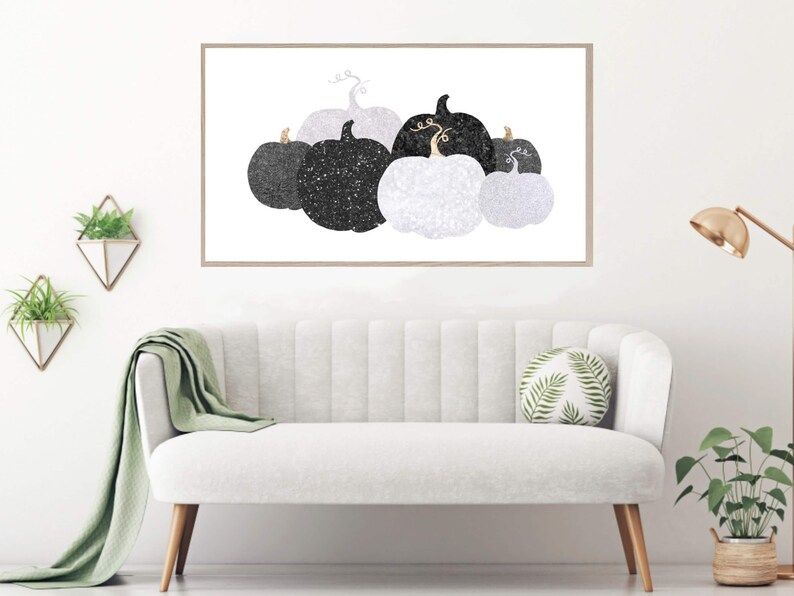 Samsung Frame TV Art  Black and White Pumpkins Fall Decor  - Etsy | Etsy (US)