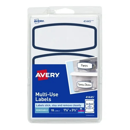 Avery Multi-Use Labels White with Blue Border 1/-5/8 x 3-3/4 Removable 15 Labels (44445) | Walmart (US)