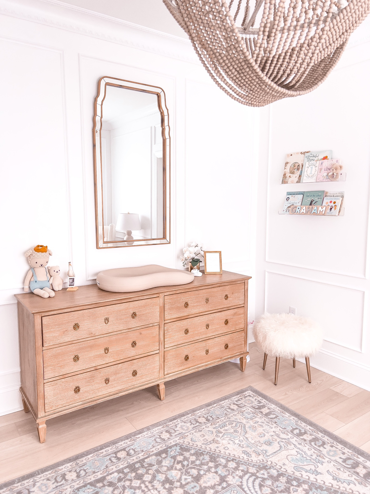 dresser linked! i switched out the hardware for a more gustavian style ring pull…exact hardware is:
Lee Valley Tools 34mm x 48mm ABZ Vert Esc & 43mm x 50mm Louis XVI ABZ Ring Pull hope that helps!!
boy nursery
Nursery dresser
Grandmillenial home
Neutral nursery


#LTKunder100 #LTKhome #LTKunder50