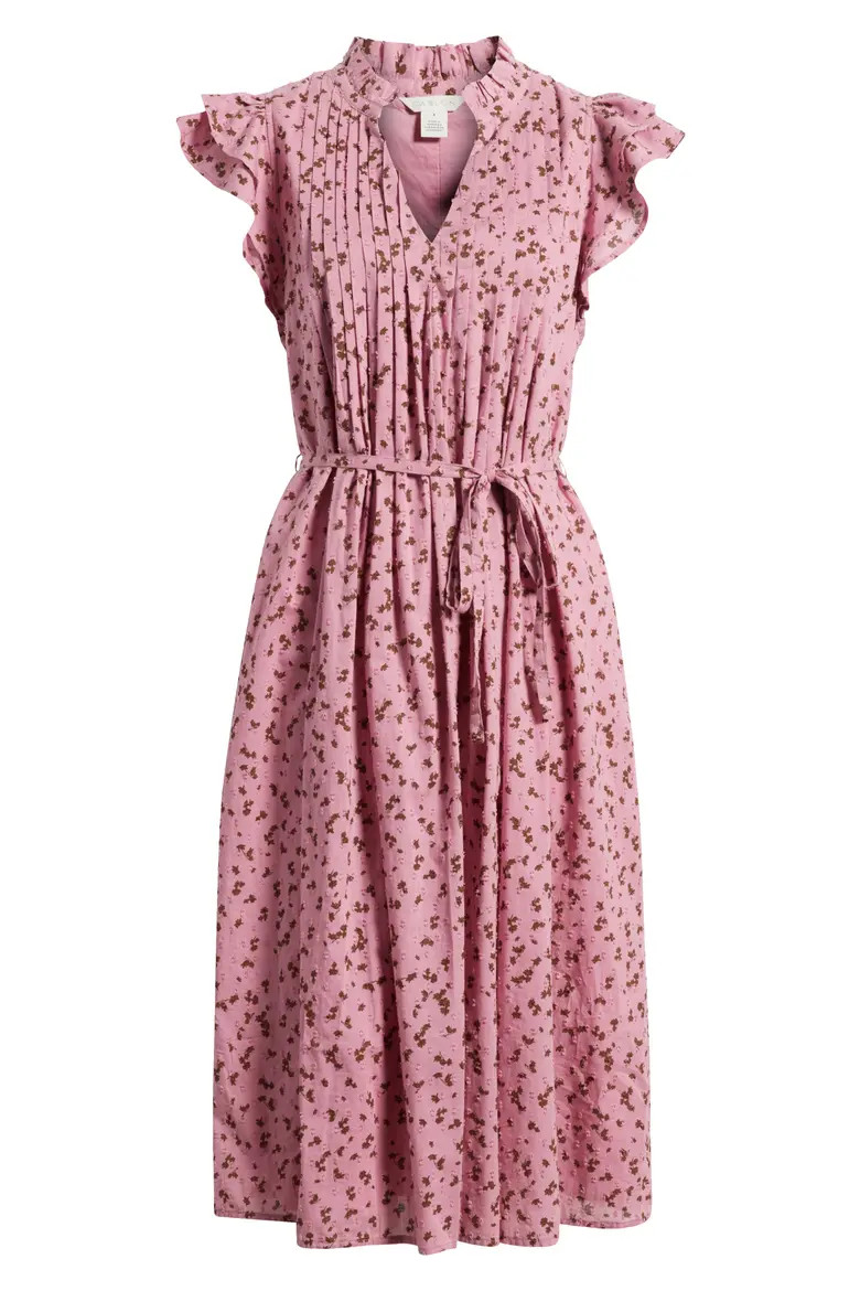 Ruffle Tie Waist Midi Dress (Women) | Nordstrom | Nordstrom