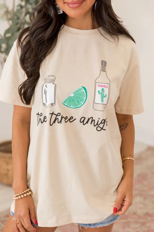 Three Amigos Ivory Oversized Graphic Tee SALE | Pink Lily