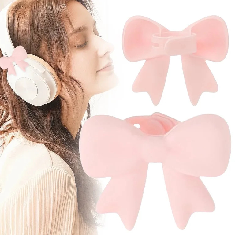 Silicone Bow Headphone Accessory - 2Pcs Pink 3D Bows Decor for Headphones Silicone Bows Coquettis... | Walmart (US)