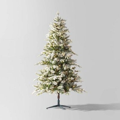 6.5' Pre-Lit Indexed Flocked Glittered Balsam Fir Artificial Christmas Tree Clear Lights - Wonder... | Target
