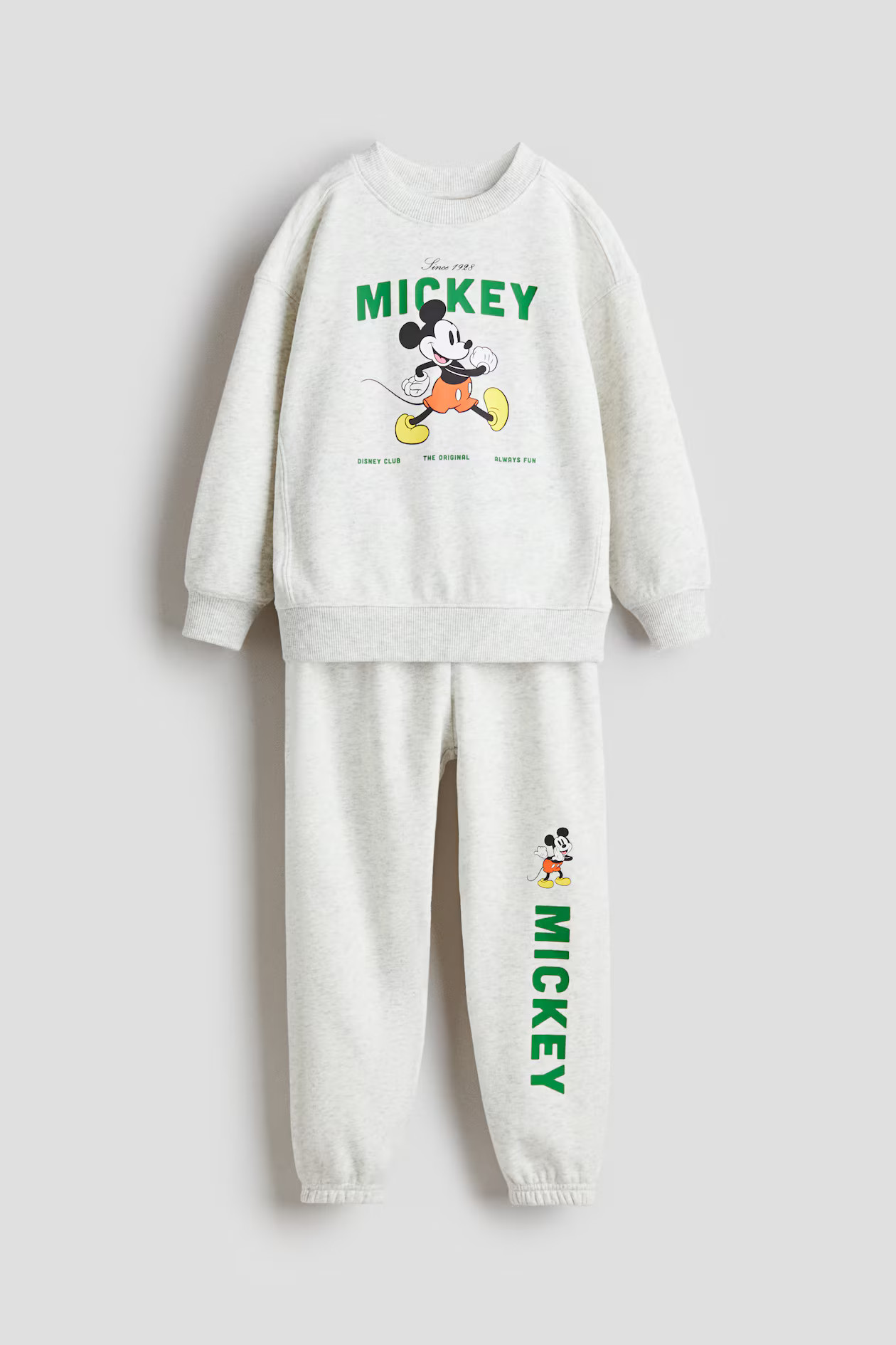 2-Piece Sweatshirt and Joggers Set - Gray melange/Mickey Mouse - Kids | H&M US | H&M (US + CA)
