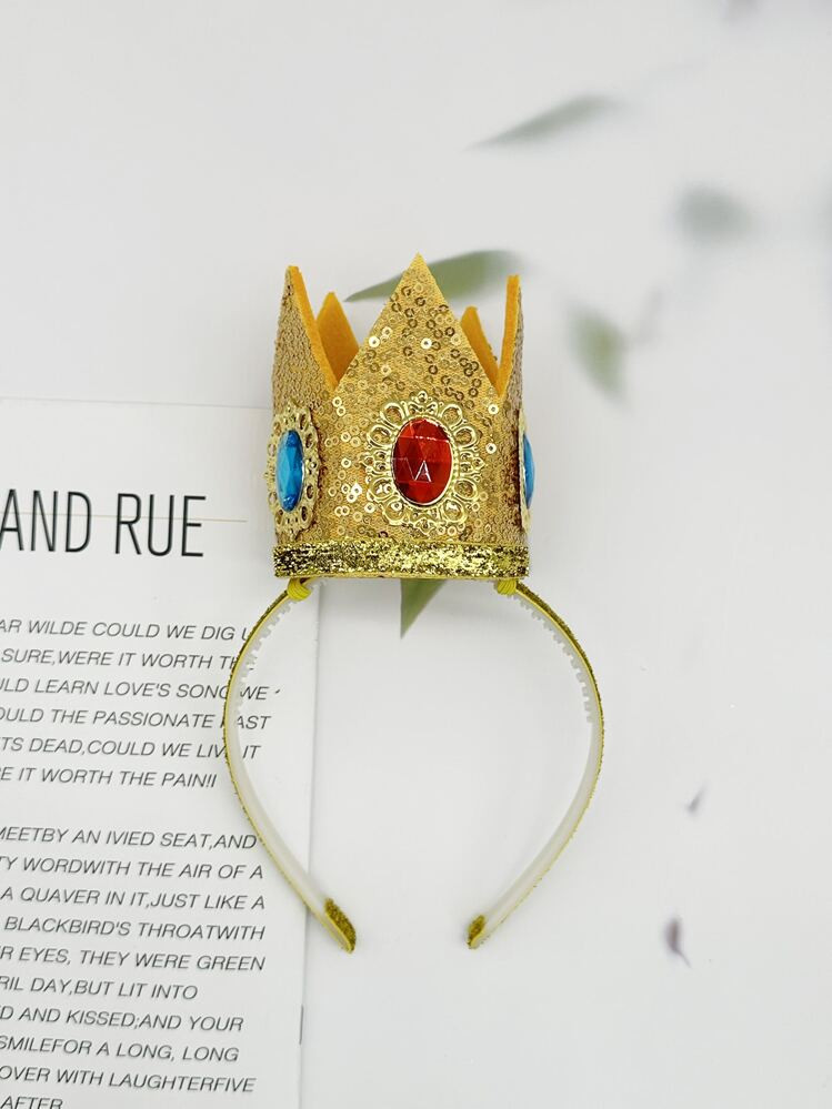 Party 1pc Ladies' Golden Peach Princess Headband Crown For Cos Role-Playing Prop Halloween | SHEI... | SHEIN