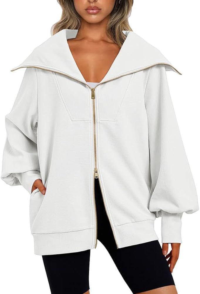 EFAN Womens Oversized Full Zip Up Sweatshirts Fall Jackets Outfits for Women Fashion 2023 Winter ... | Amazon (US)