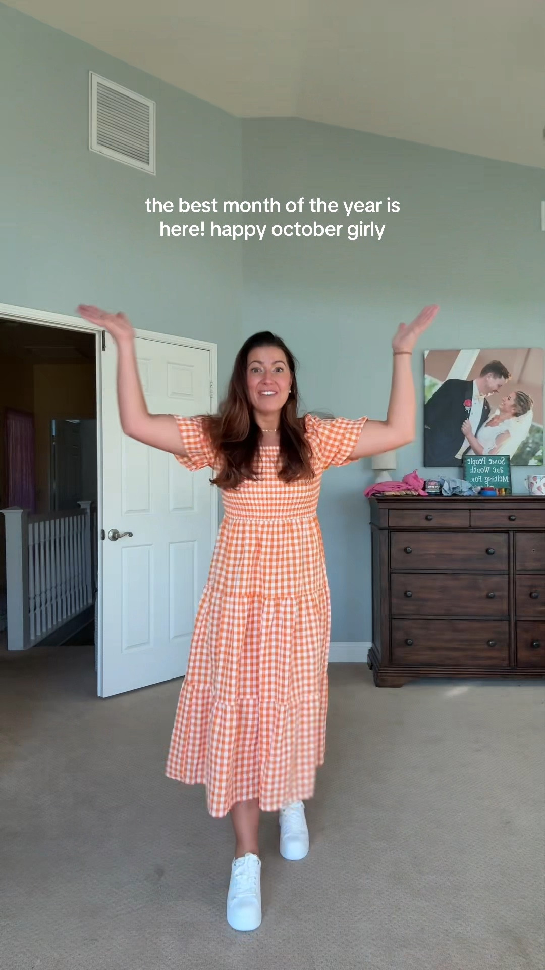 happy october 🎃✨ kicking off the month in this breezy amazon dress and my trusty platform sneakers (this is actually my second pair because i wore the first ones into the ground). comfy, cute, and mom-approved for all the running around. added my favorite dainty gold necklace because sometimes the smallest details make the biggest difference.

sizing stats:
5’3”
150 pounds
medium in dress
sneakers fit true to size

🧡 october outfit inspo, amazon gingham dress, casual fall dress amazon, fall dress medium fit, sizing reference 5’3 150 pounds, steve madden rockaway sneaker, platform white sneakers true to size, best sneakers for moms, comfy fall outfit, cute mom style, amazon fall fashion, casual dress with sneakers, everyday gold necklace, dainty choker necklace, amazon fashion finds 2025, fall outfit ideas for moms, easy october outfits

#LTKFindsUnder50 #LTKHalloween #LTKSeasonal