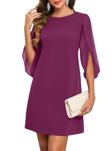 oten Women's 2026 Flutter Sleeve Cocktail Dress Crew Neck Chiffon Formal Wedding Guest Party Shor... | Amazon (US)