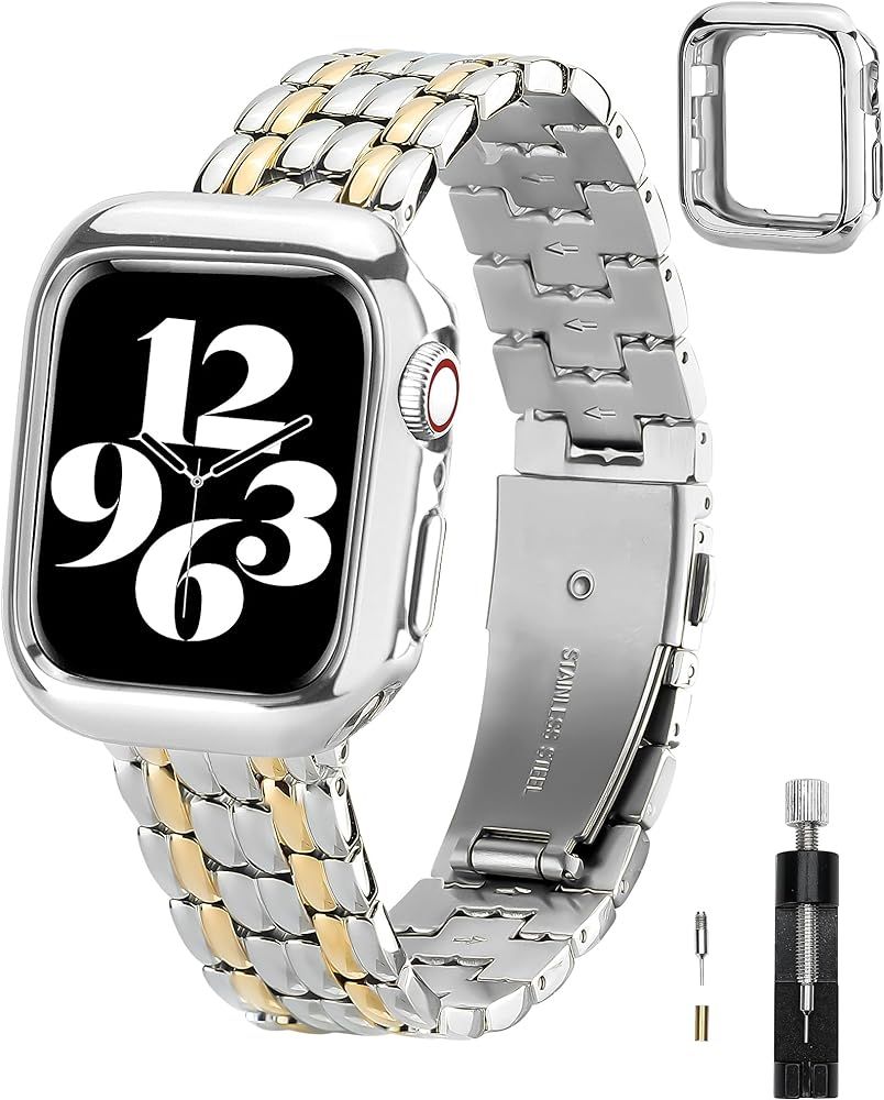 Compatible with Apple Watch Band 45mm 44mm 42mm 41mm 40mm 38mm for Women,Stainless Steel Metal iW... | Amazon (US)