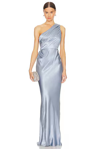 Shona Joy La Lune Gathered One Shoulder Maxi Dress in Powder Blue from Revolve.com | Revolve Clothing (Global)