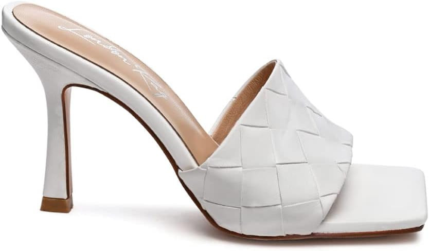 London Rag Women's Carmen Woven Strap Mid Heel Sandals | Amazon (US)