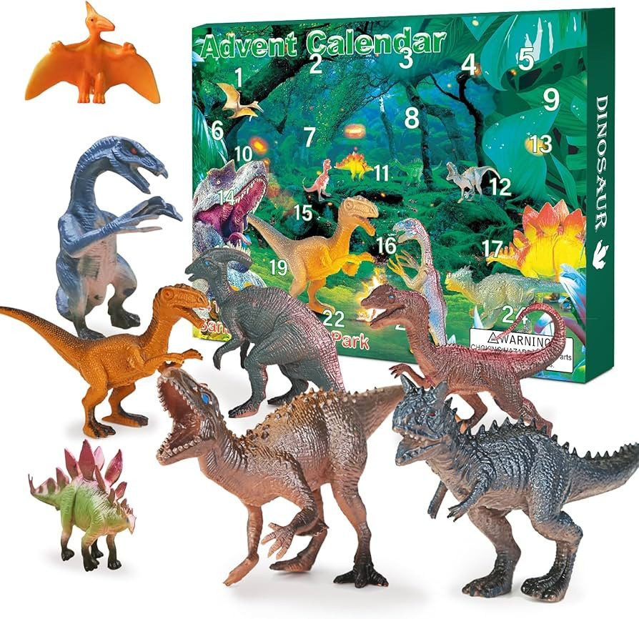 Christmas Advent Calendar 2024 Realistic Dinosaur Figurine Décor Xmas 24 Days Countdown Calendar... | Amazon (US)
