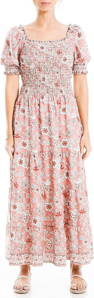 Max Studio Women's Crepe Smocked Bodice Maxi Dress | Amazon (US)
