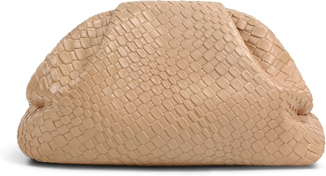 Oversized Dumpling Clutch, PU Leather Woven Handbag for Women, Magnetic Closure Evening Clutch Pu... | Amazon (US)