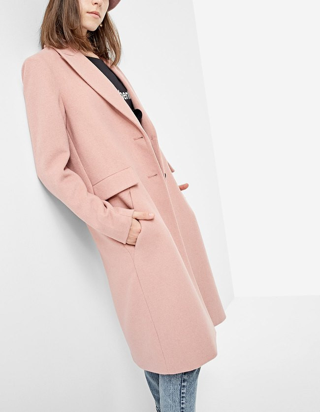 Langer Mantel Rosa Nude | Stradivarius DE