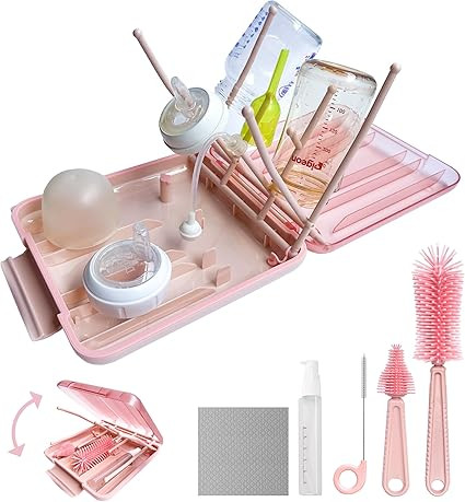 Baby Bottle Brush, 7 in 1 Travel Bottle Cleaner Kit with Silicone Bottle Brush, Nipple Brush, Str... | Amazon (US)