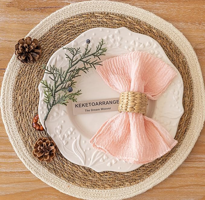 Cheesecloth Napkins 17x17 Inches Cloth Washable Reusable Handmade for Mothers Day Lunch Dinner We... | Amazon (US)