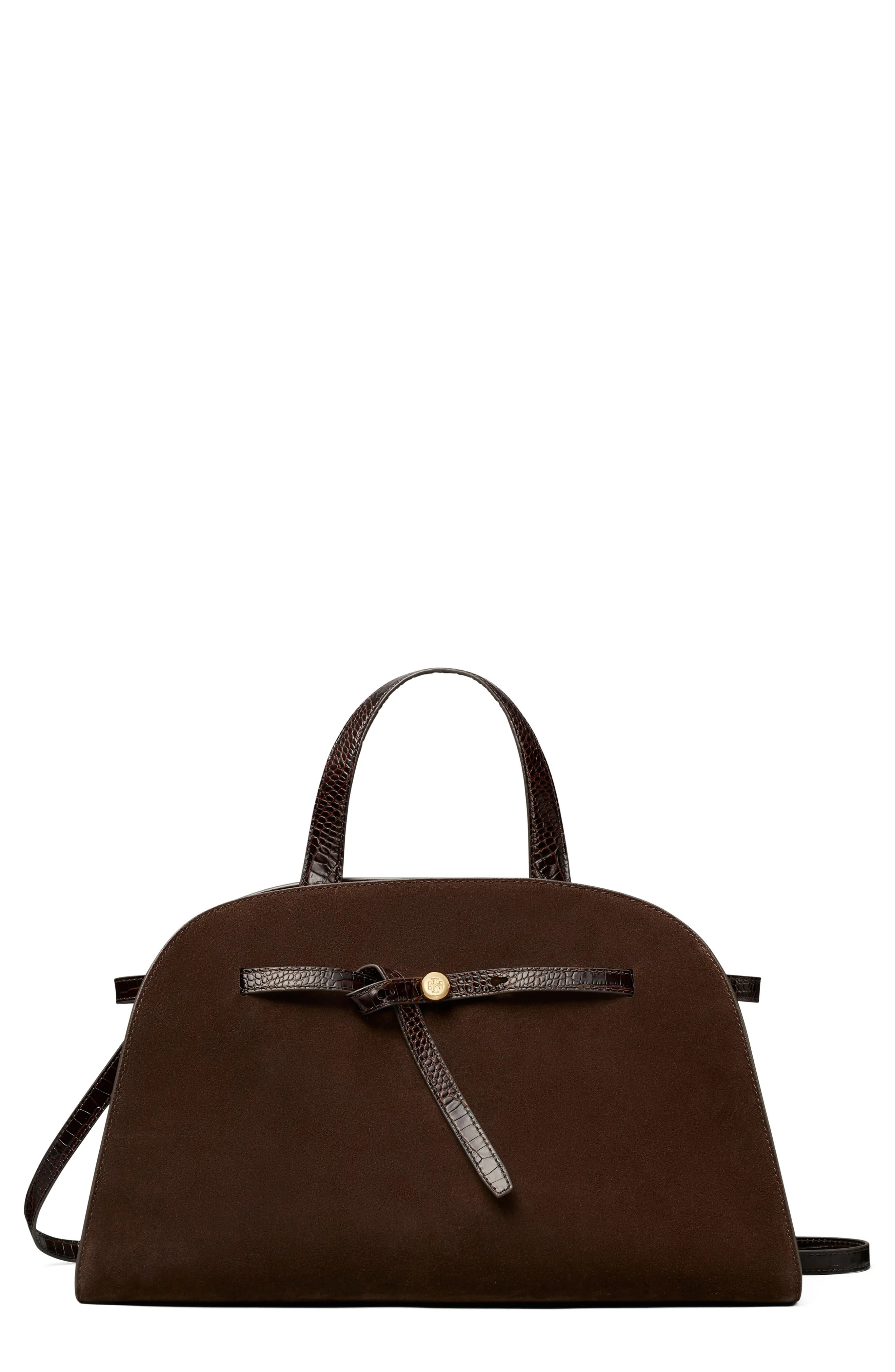Tory Burch Romy Suede Leather Bauletto in Caramel at Nordstrom | Nordstrom