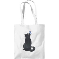 Black Cat Cotton Tote Bag, Cute, Pretty, Shopping Bag | Etsy (US)