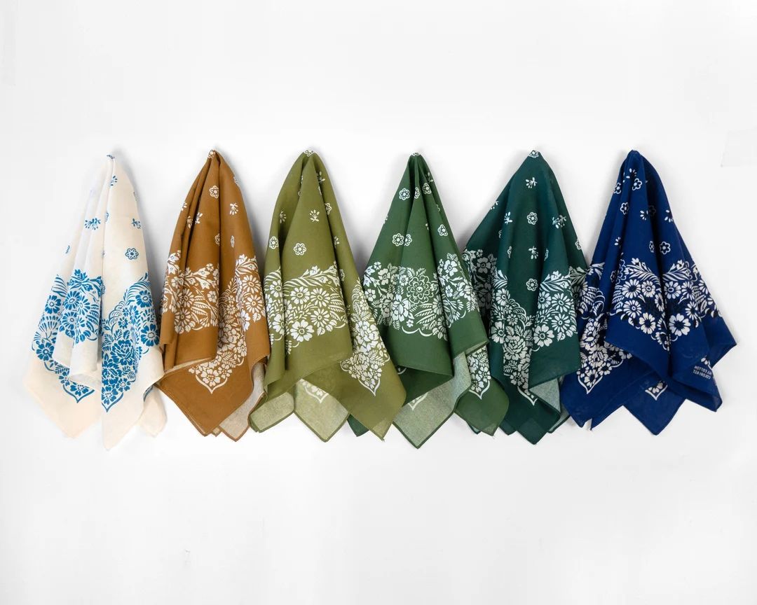 Fall Colors Floral 100% Cotton Bandanas Botanical Head Wraps Scarf Unisex Handmade Bracelet Gift ... | Etsy (US)