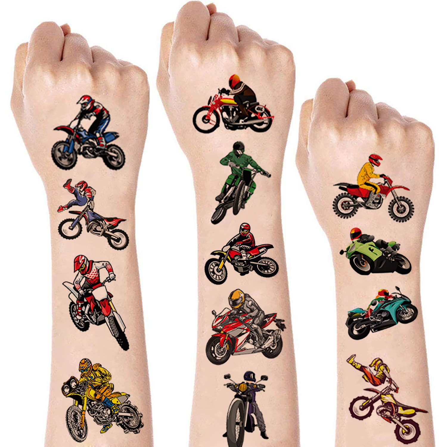 8 Sheets Dirt Bike Temporary Tattoos for Kids, Dirt Bike Birthday Party Supplies Racing Motocross... | Amazon (US)