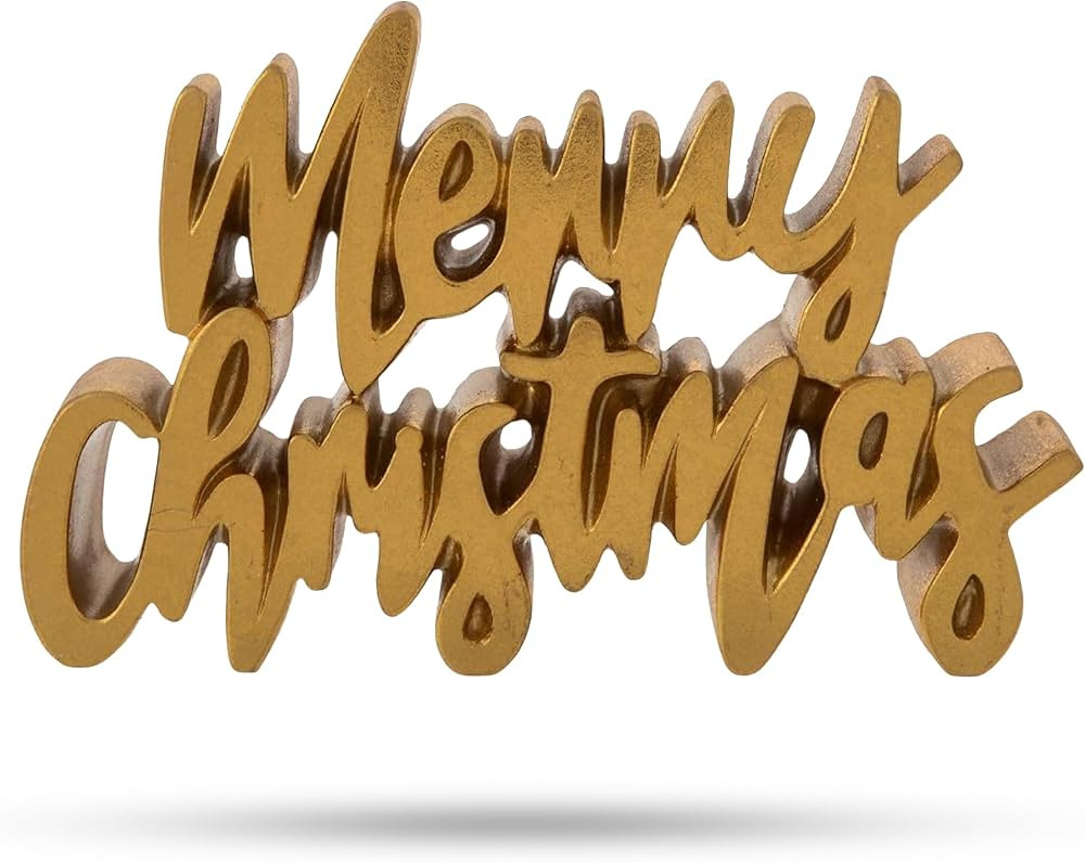 Elegant Gold Merry Christmas Sign - Resin Christmas Table Top Signs for Decoration - Free Standin... | Amazon (US)