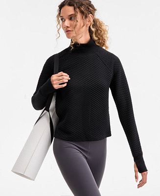 Women's Relaxed Quilted Mock-Neck Sweater, Macy's Exclusive | Macy's