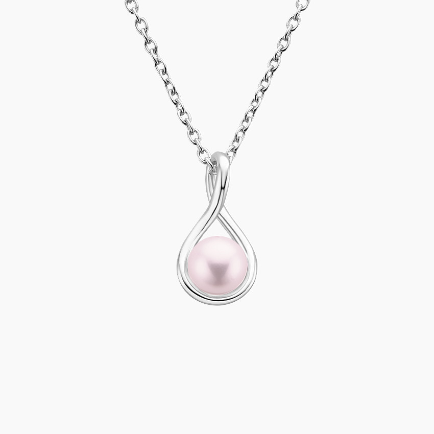 Rose Cultured Freshwater Pearl Twist Pendant (6mm) in Silver | Brilliant Earth
