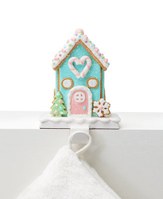Holiday Lane Sugar Plum Blue, Pink & White Gingerbread House Stocking Holder, Exclusively at Macy... | Macy's