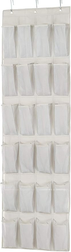 Amazon Basics 24 Medium Pocket Over-the-Door Hanging Shoe Organizer, Light Grey | Amazon (US)