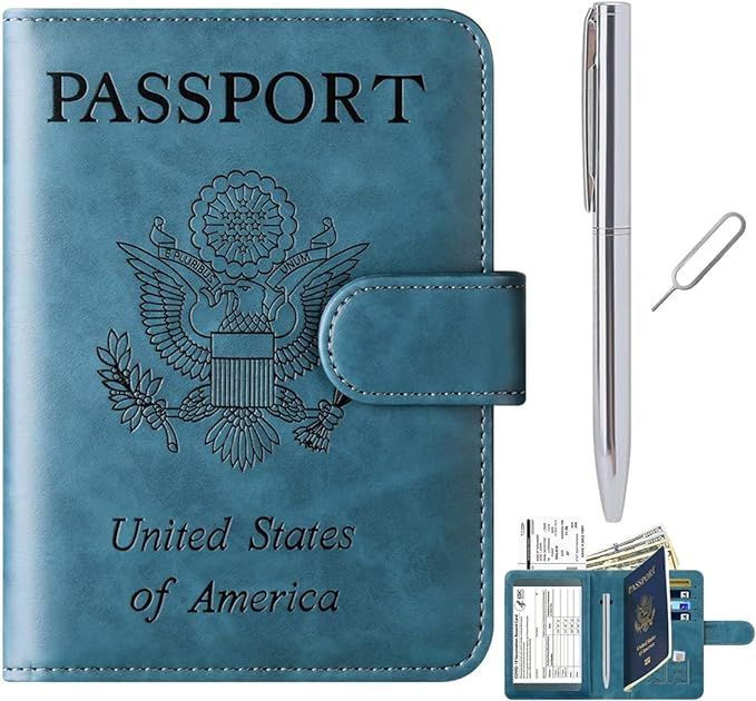 Passport and Vaccine Card Holder Combo Passport Holder Cover Wallet Case Leather Travel Wallet Rf... | Amazon (US)