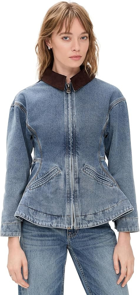 Line & Dot Women's Mottle Denim Jacket | Amazon (US)