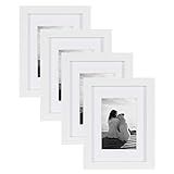 DesignOvation Gallery 5x7 matted to 3.5x5 Wood Picture Frame, Set of 4, White, 4 Count | Amazon (US)